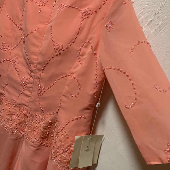 TS Couture LanTing Bridal Coral Sequin Bodice Mother of the Bride Dress - Picture 15 of 17